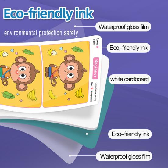 Karta do Wczesnej Edukacji Żywe Kolory Żywe Wzory Wielokrotnego Użytku Poprawa Koncentracji Karta do Gry Interaktywnej dla Dzieci