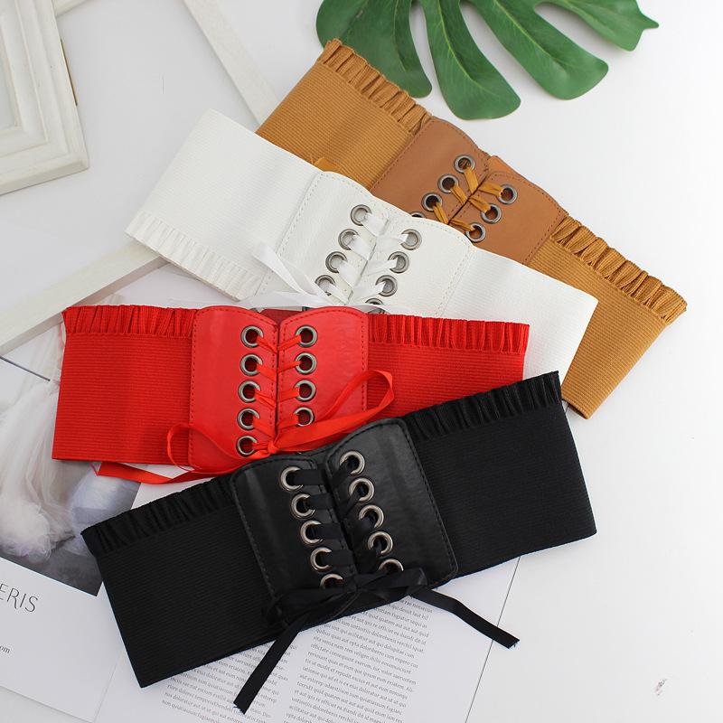 Women'S Extra Wide Waist Belt Dress Decorative Bow Strap Elastic Elastic Waist Seal
