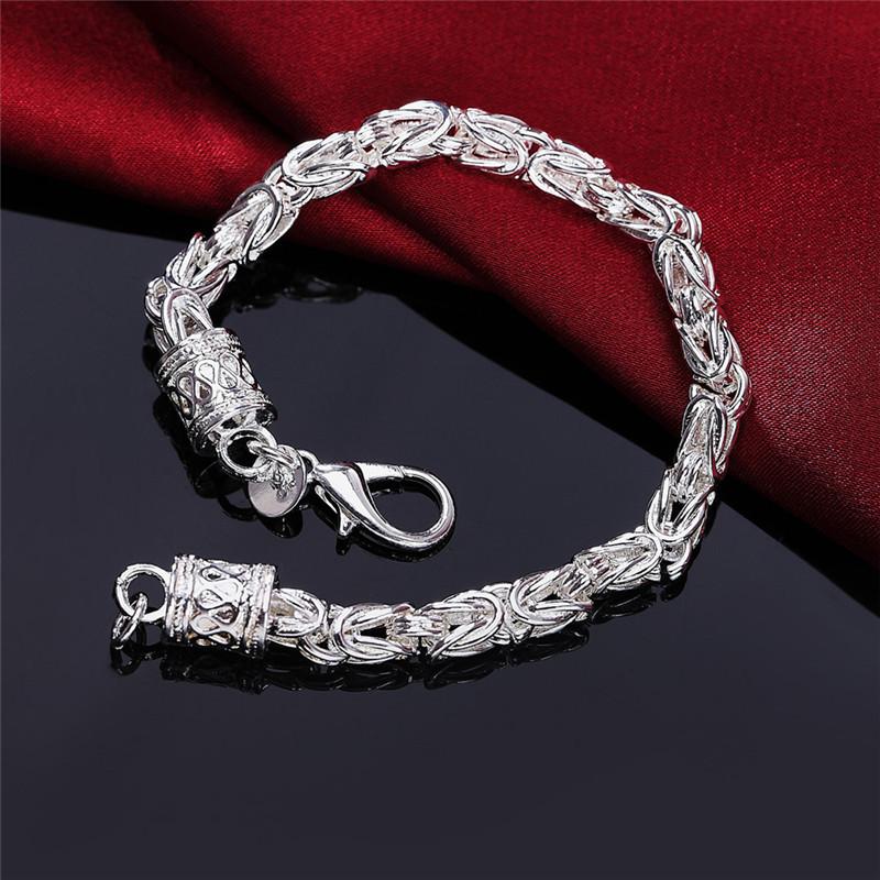 Mode Klassisch 925 Sterling Silber 6MM Geometrische Kette Halskette Armband Für Mann Party Hochzeit Schmuckset Feine WeihnachtsgeschenkeGutes Produkt