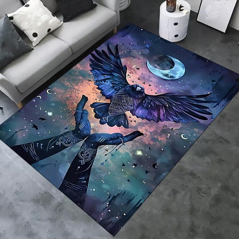 Office Carpet Chair Mat: Large Size, Decorative Raven Design for Home Décor, Suitable for Bedroom, L