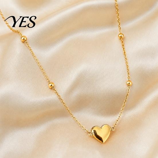 Durable Fashion Jewelry Heart Charm Necklace, Women Love Golden Necklace Pendant Dainty for Daily Wear Work Party Elegant