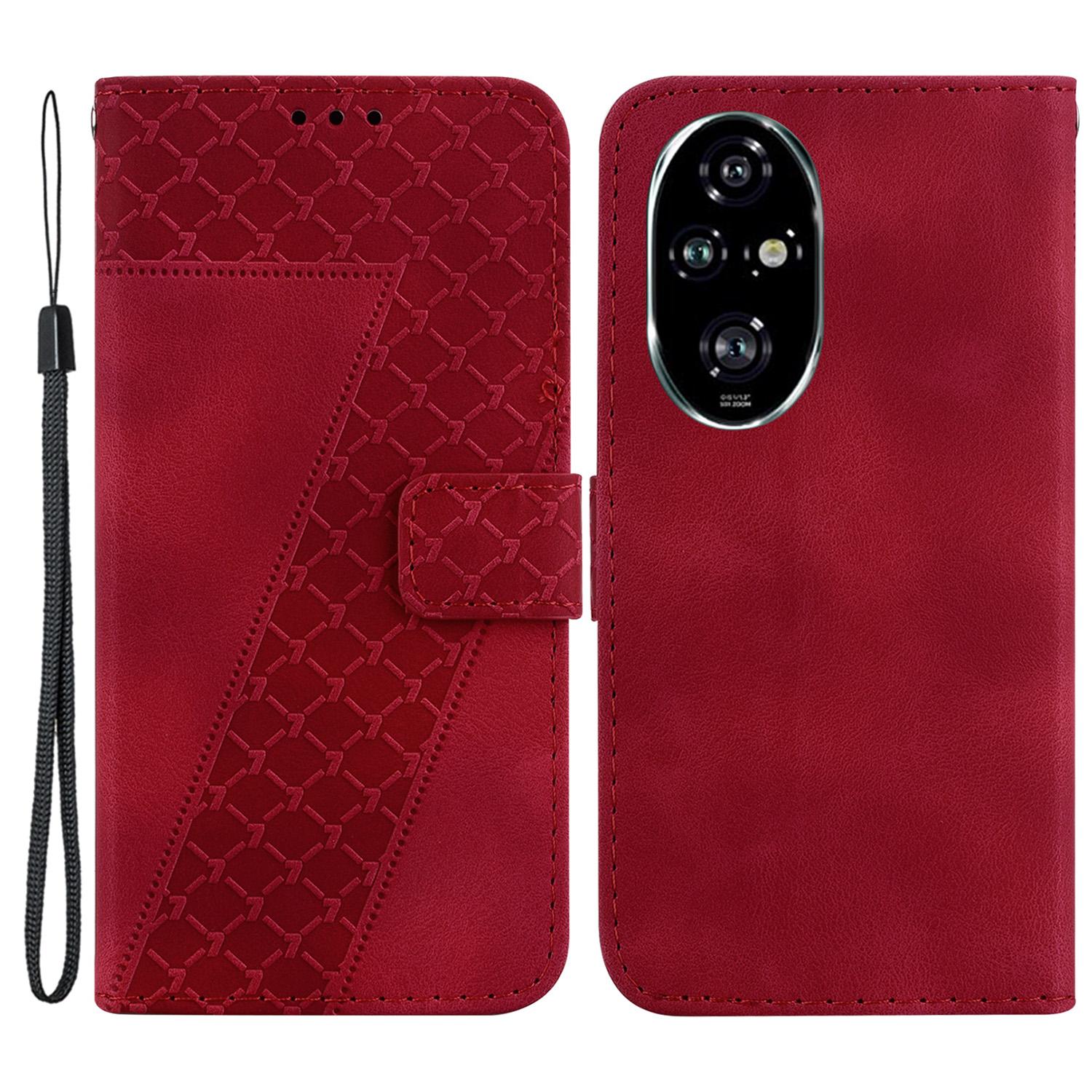 

For Honor 200 Pro 5G Stand Case Pattern Imprint Leather Phone Cover with Wallet Red
