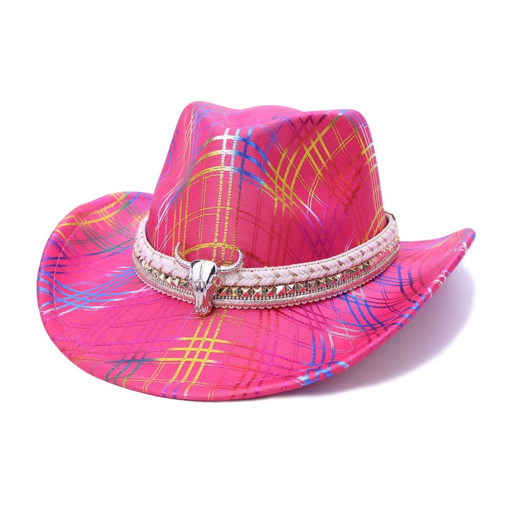 Colored Western Cowboy Hat Men'S And Women'S Versatile Jazz Hat Holiday Party Party Top Hat
