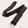Metal Buckle Punk Style Belt Western Style Plush Belt Fashion Leather Fur Belt  Pants Accessories