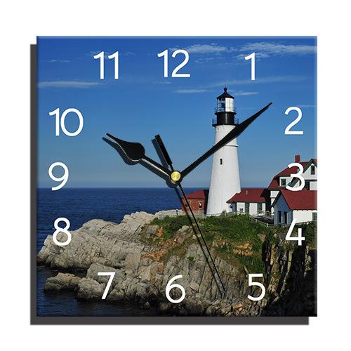 24 Cm Fashion Originality Wooden Square Wall-mounted Clock Quiet Desk Clock for Kitchen Office Living Room Study Dining Room