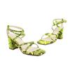 Fashion 2025Low Sandals  Leather Block Heels Female Shoe Square Toe Large Size Low-heeled Chunky Girls Gladiator Beige Fashion Big
