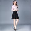 Korean Fashion Women Chiffon Skirts Summer Office Lady All-match Double Layer With Lining Elastic High Waist Black A-line Skirt