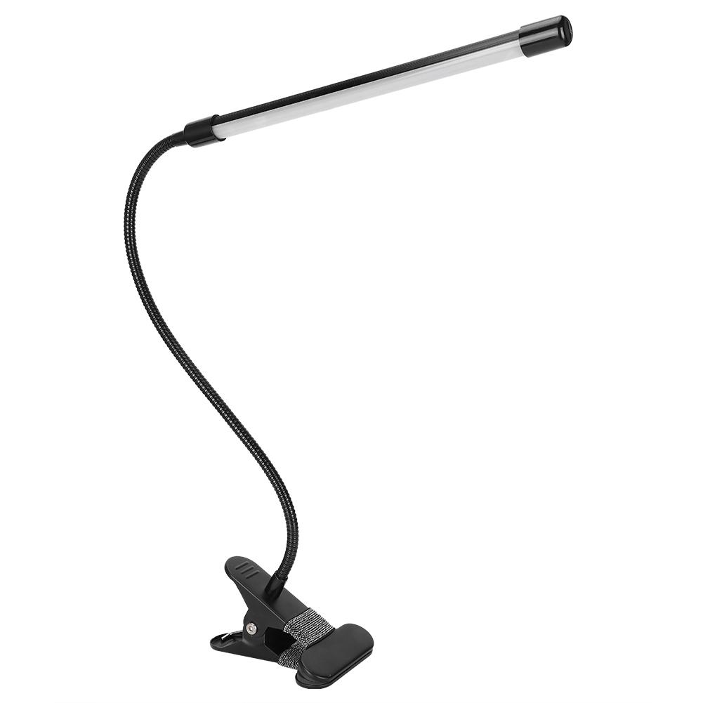 LED Verstellbare Clip Leselampe Kalt Warm Helligkeit Licht Schwarz Einrohr USB Betrieben