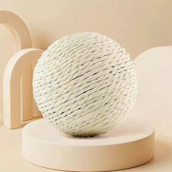 Faux Sisal Cat Ball Toy, 8CM Large Sisal Scratch Ball with Built-in Bell, Interactive Cat Play Toy, Bite-Resistant Cat Toy