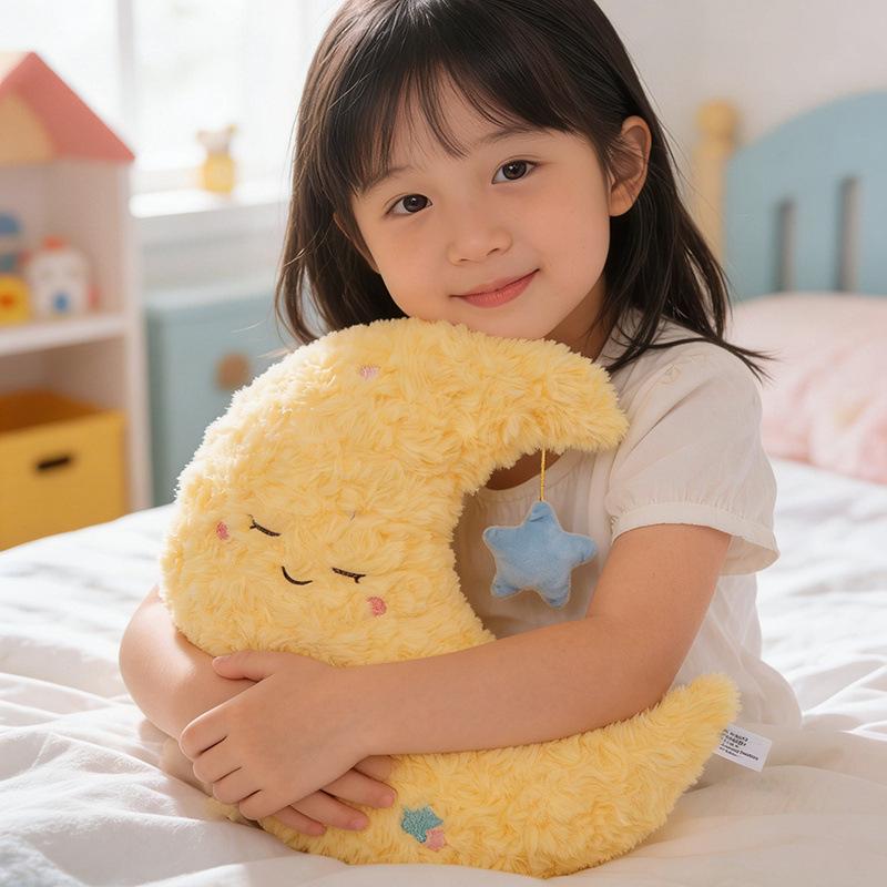Adorable Moon and Star Plush Pillow for Kids: Soothing Sleep Doll and Star-Shaped Cushion 45 cm