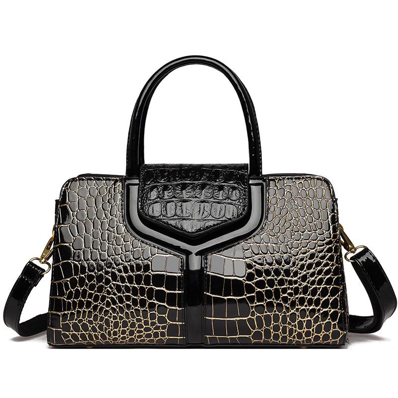 Women's Retro Crocodile Pattern Handbag - Large Capacity, High-End Shoulder & Crossbody Tote