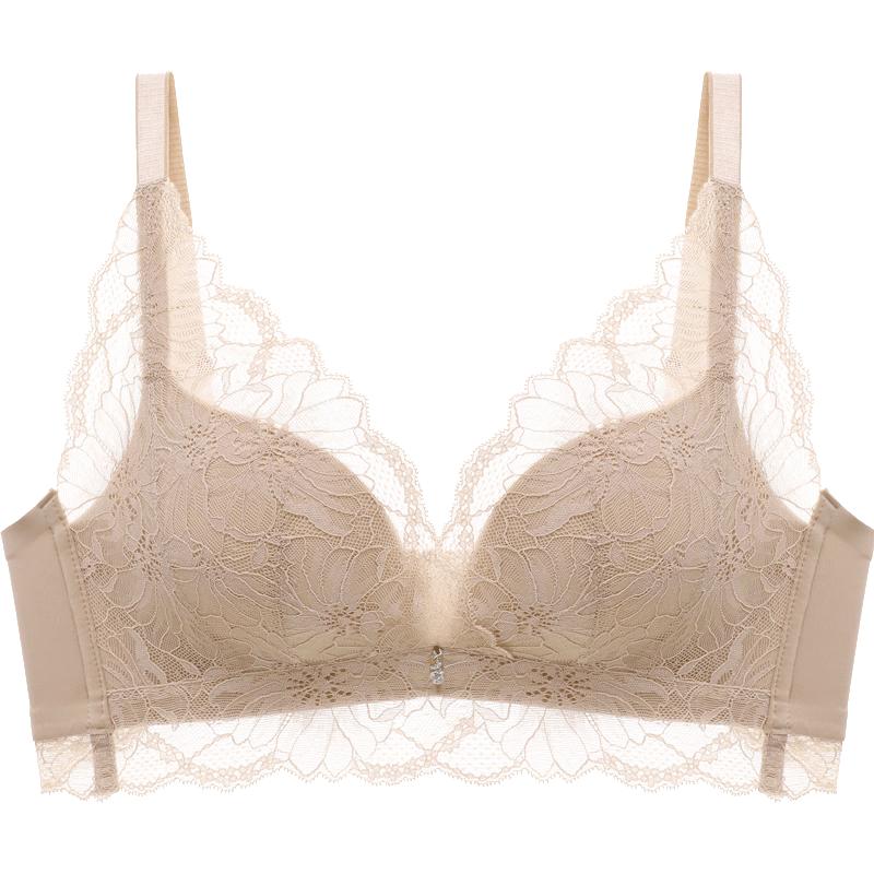 Oudifen Women's Wireless Push-Up Lace Antibacterial Bra (XB1533/XB1521)