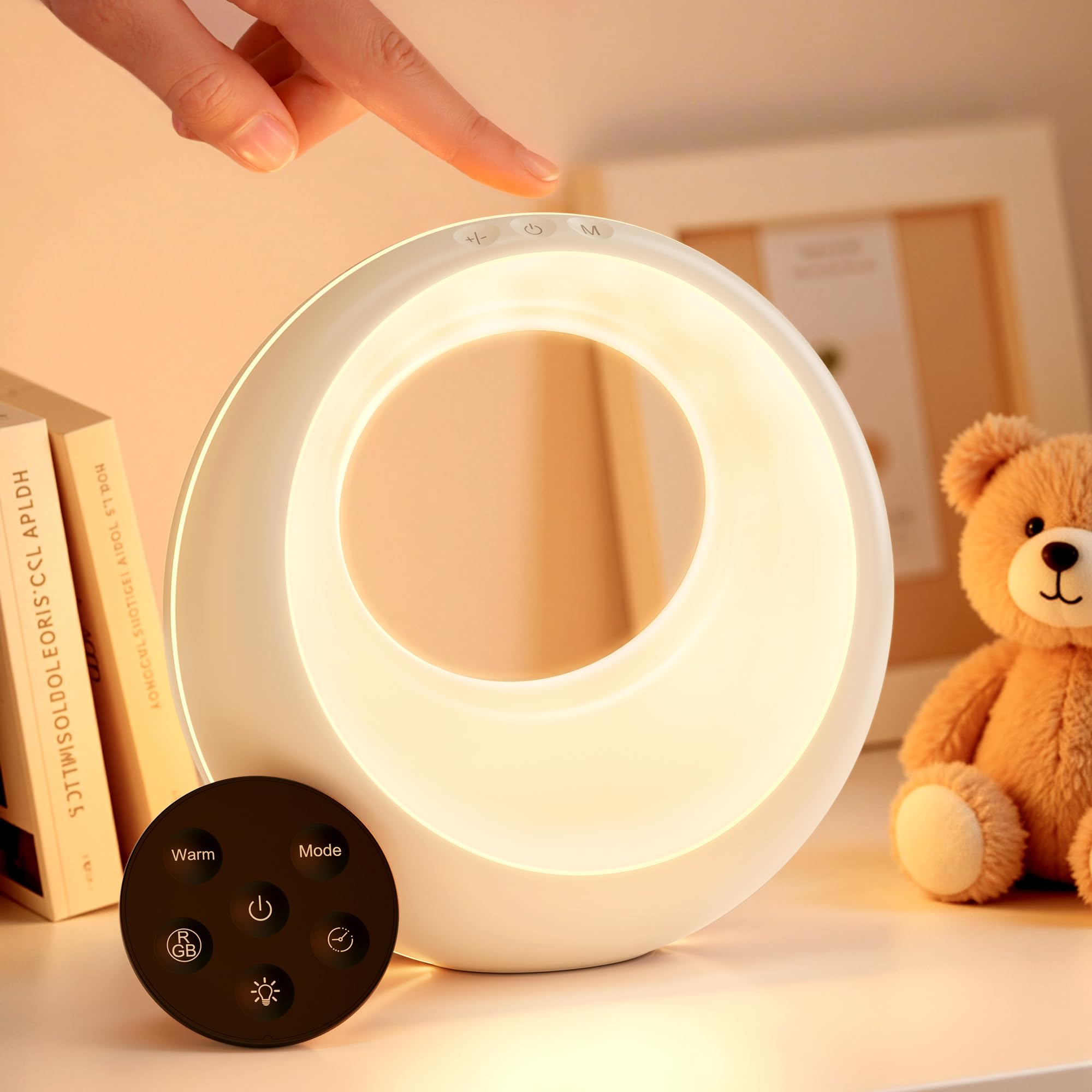 

Auxmir Нічник для годування, Нічник, Настільна лампа, 7 кольорів RGB, 9 режимів, Пульт дистанційного керування, Функція таймера, USB акумуляторна, Велика ємність 2000 мАг,