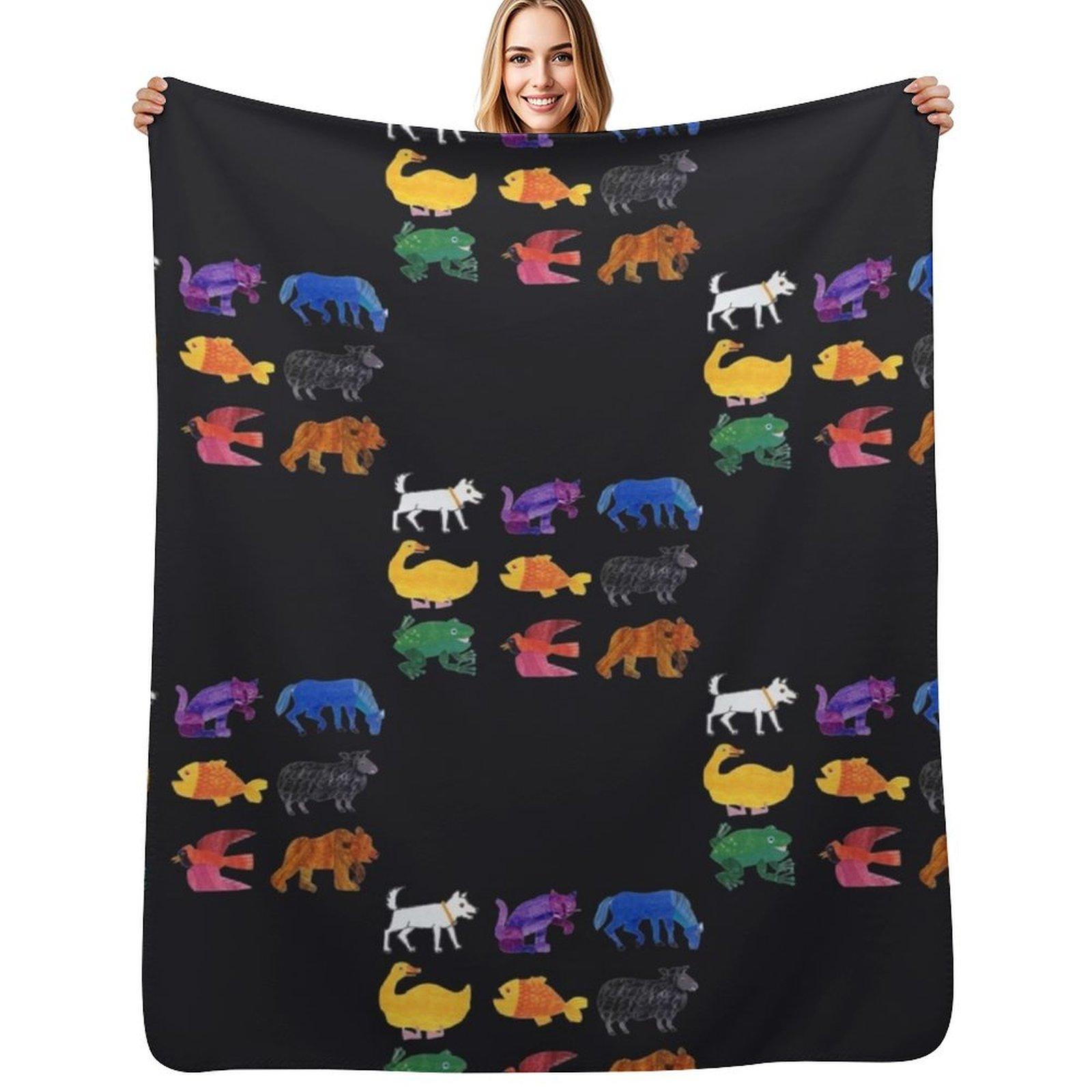 Eric Carle Animals Throw Blanket Warm Accent Blanket for Living Room Decoration 102x76cm(40x30in)