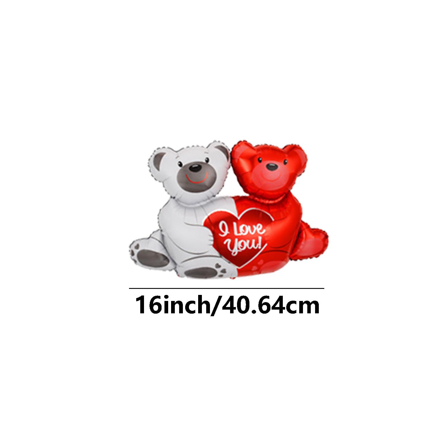10/30Pcs Valentine s Day Cartoon Double Bear Embrace Love Aluminum Film Balloon Set for Wedding Valentine s Day Decor Balloons 10pcs&16INCH