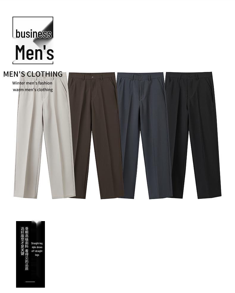 Men's Trendy Spring Casual Trousers - Half Elastic Waist, Versatile Loose Fit, Straight Leg Design