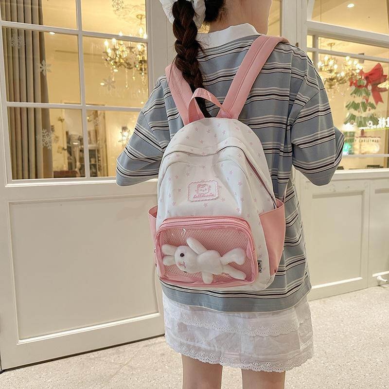 Personalized star backpack women 2025 new college style small backpack cute Japanese bar pain bag student schoolbag