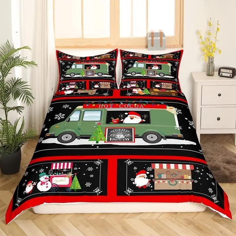 Christmas Duvet Cover Set King Queen Full Twin Size For Kids Teens Adults Polyester Bedding With Pillowcase