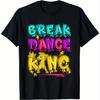 Break Dance King Men'S Cotton T Shirt Breathable and Soft, Colorful Graffiti Style Printing, Casual Crew Neck Suitable for All Seasons. 180g