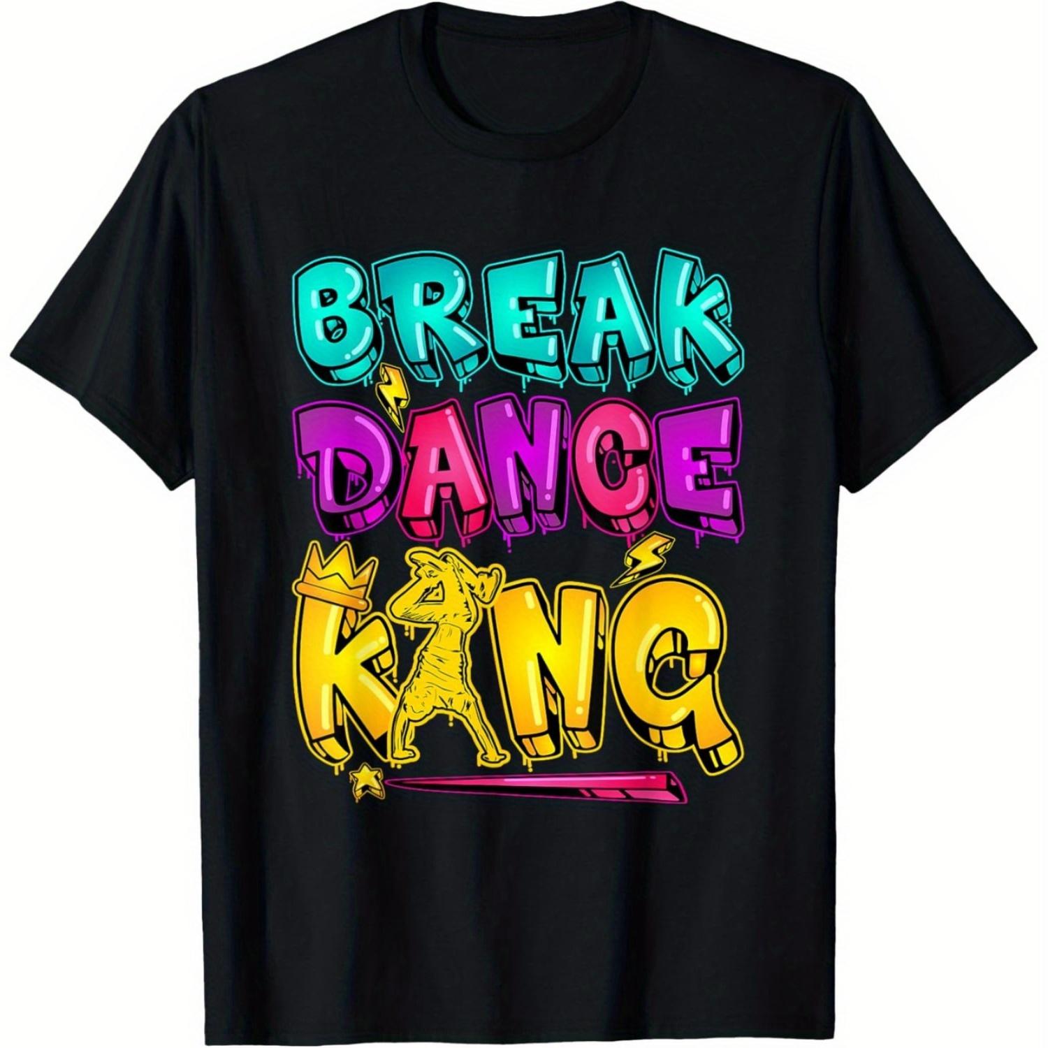

Break Dance King Men S Cotton T shirt Breathable and Soft, Colorful Graffiti Style Printing, Casual Crew Neck Suitable for All Seasons. 180g XXXXXL чёрный
