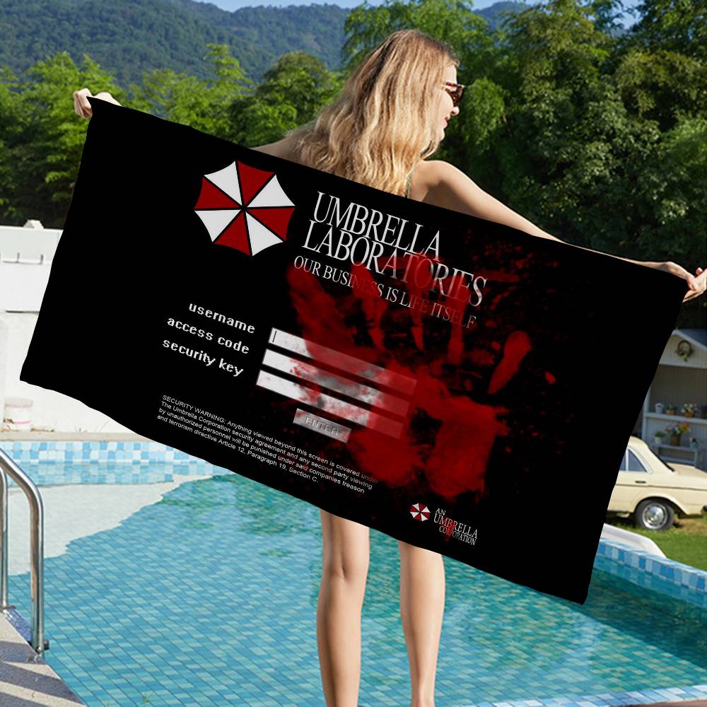 R-Resident evil Microfiber Printed Beach Towel Mountain Climbing Yoga Beach Swimming Running Absorbent Soft Towel