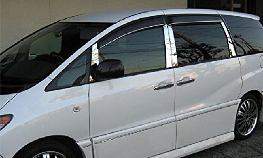 BRIGHTZ Finish Stainless Steel Pillar Panels with Visor for Estima Compatible with Estima Ultra-Mirror 30/40 (PIL-SIL-128), 10-Piece Set, ACR30W,