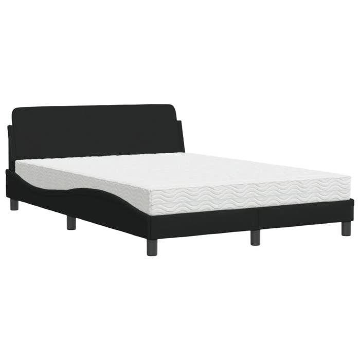 VidaXL Lit avec matelas noir 120x200 cm tissu 3208366