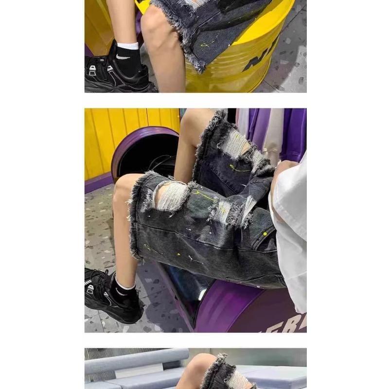 Summer Thin Five-point Denim Shorts Men's Trend Ripped Slim Casual Trendy Pants Men's Pants