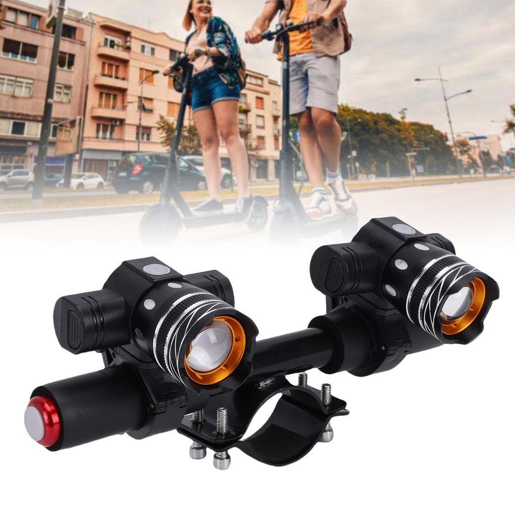 Scooter Handlebar Headlights Aluminum Alloy USB Rechargeable Bike Front Lights for 45-52mmCelsius 1.77-2.05inch Pole Diameters