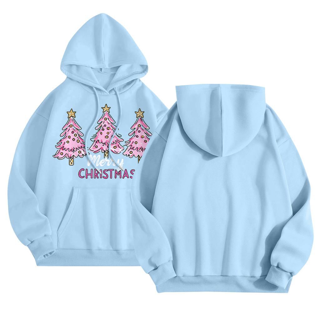 Women's Round Neck Long Sleeve Casual Printed Top Hooded Sweatshirt