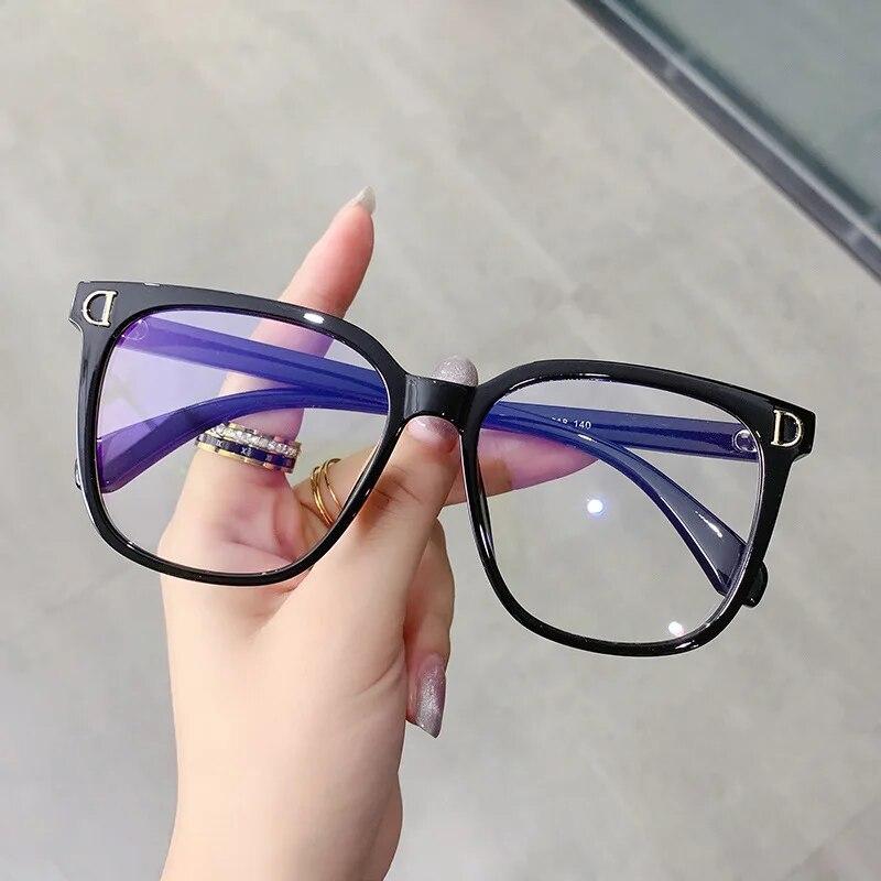 Trendy Large Frame Blue Light Blocking Glasses Fashion Women's Myopia Near Sight Eyewear Trendy Optical Spectacle Eyeglasses