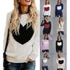 Womens Oversized Knit Sweater Long Sleeve Round Neck Loose Fit Winter Casual Pullover With Heart Detail