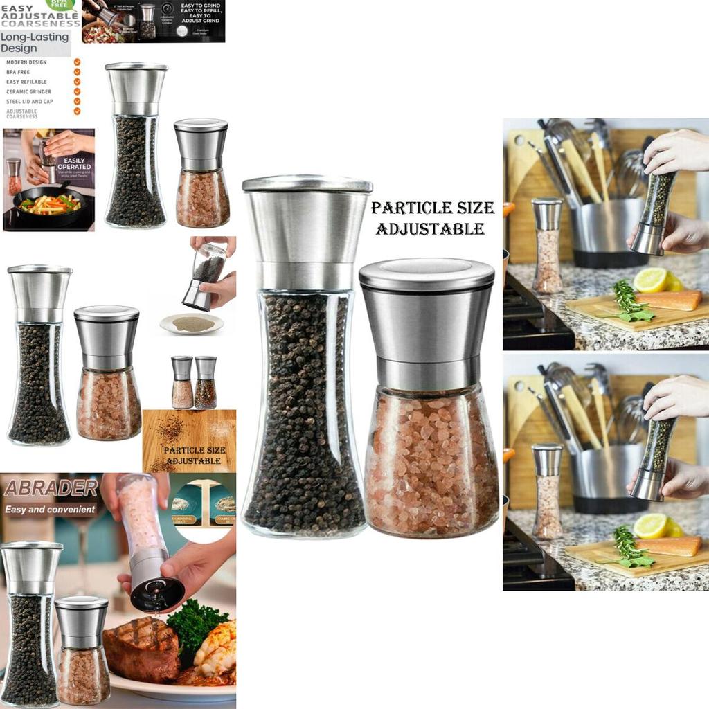 Premium Salt- och Pepparkvarnset 304 Rostfritt Stål Glas