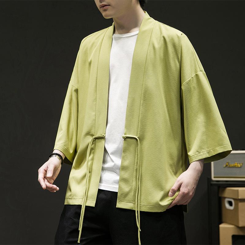 Giacca Haori Aperta Davanti Nera da Uomo Stile Cinese