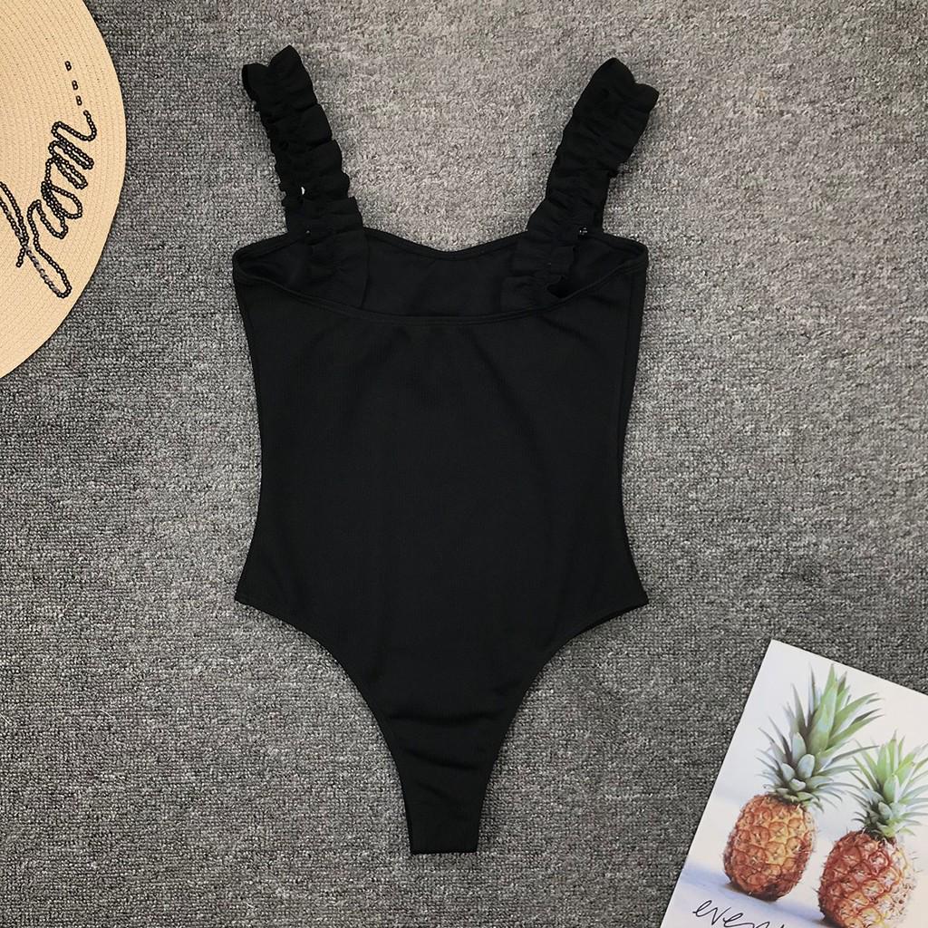 Lace One Piece Swimsuit for Women Solid Color Swimwear Bikini Monokini Beachwear with Adjustable Straps and Soft Lining