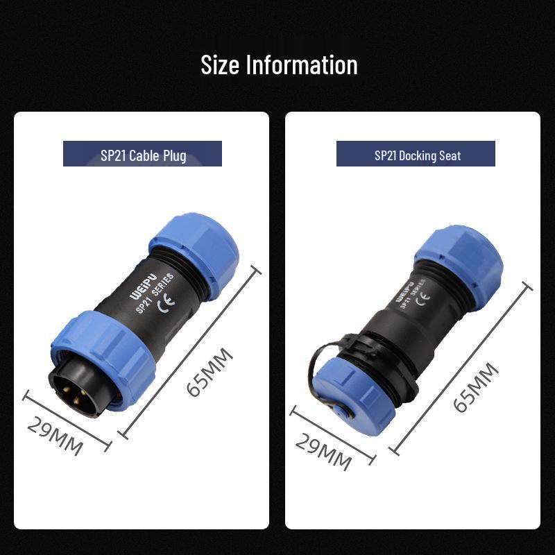 SP21 Series 12-Pin IP67 Waterproof Aviation Plug with Solder Connection