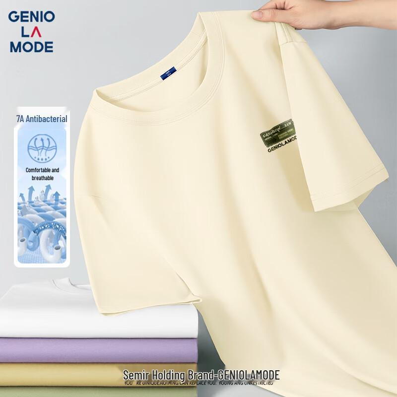 GENIOLAMODE Men s 7A Antibacterial Short Sleeve T-Shirt L