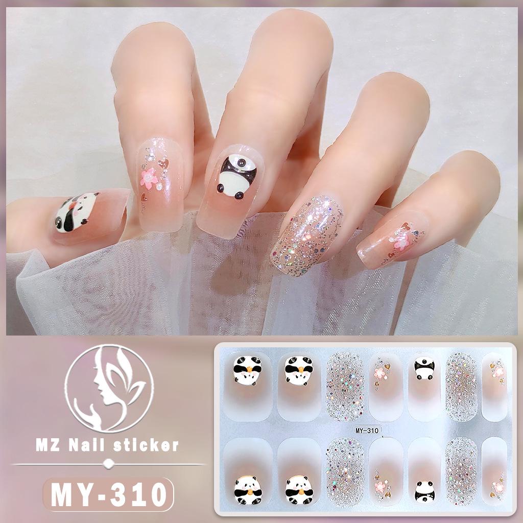 Panda Butterfly 5D No-Bake Nail Stickers - Full Cover, Waterproof, Faux Diamond Design