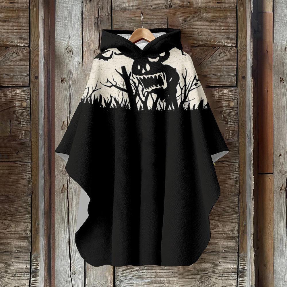 Digital Print Women's Hooded Cloak for Halloween and Christmas