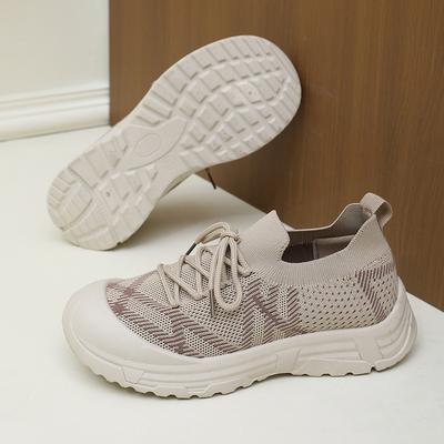 2025 New Women's Leisure Sports Shoes Comfortable and Breathable Fashion Foreign Trade Soft Bottom Mesh Lace-up Shoes
