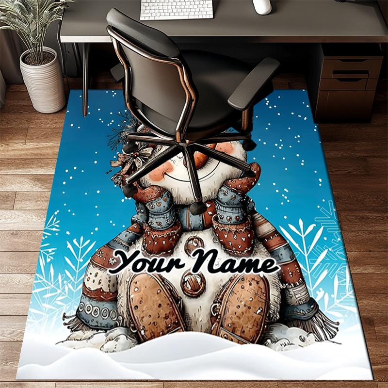 1PC Custom Name Snowman In Winter Wonderland Theme Floor Mat Ideal for Living Room, Game Rooms, Office, Bedroom,Floor Mat Playful Design89