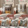 Spanish Beach Island Architecture Art Pillow Case Anti-dustmite Pillowcase Invisible zipper silky short plush Sofa cushion cover