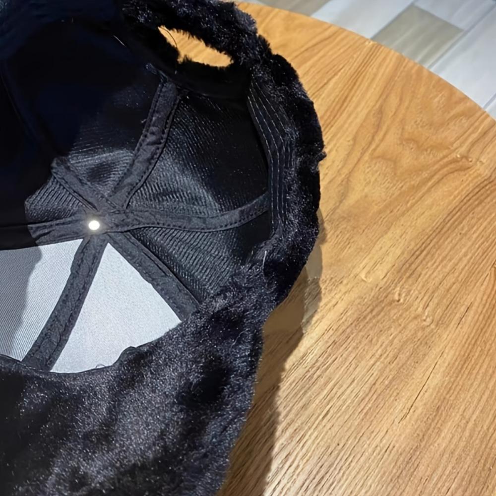 Fur Faux Baseball Cap Classic Letter R Embroidery Warm Plush Dad Hat Breathable Adjustable Winter Sun Hats For Women Outdoor