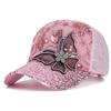 Bonés de Rede de Basebol com Renda de Borboleta e Glitter Unissexo para Primavera e Verão Chapéus Casuais Ajustáveis para Exterior Chapéu de Proteção Solar