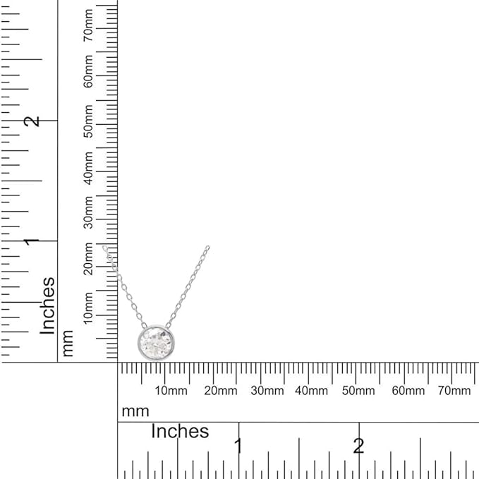 1 Carat 6.5MM Moissanite Diamond Solitaire Necklace for Women 14K White Gold over 925 Sterling Silver Handmade Pendant