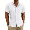 Men's Linen Short Sleeve Hawaiian Shirt Loose Fit Collar Casual Summer Top