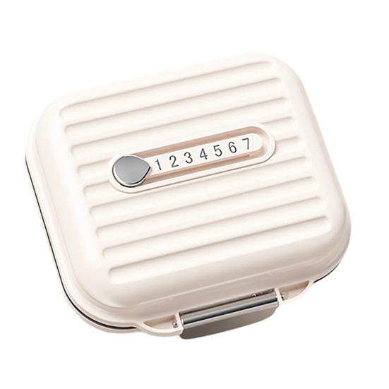 7 Compartments Pill Box Ring And with Sealing Lock S кремовый