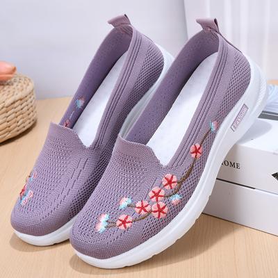 Women Flats Shoes High Quality Embroidery Sneakers Comfortable and Breathable Slip On Loafers Casual Walking Shoes Zapatos Mujer