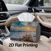 1pc, 2d Flat Printing, Tissue Box Sunset Beach Shell Gift Box Pattern Printed Tissue Box, Suitable for Vacation Home Decoration, Kitchen, Living Room,