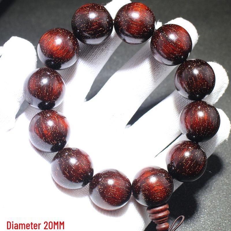 Purple Sandalwood Rhinoceros Horn Prayer Beads Bracelet with High Oil Content - 20 Red Wood Beads